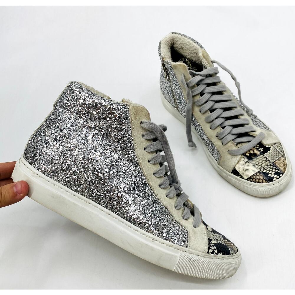 P448 EU 37 Glitter Snakeskin Hi Top Sneakers